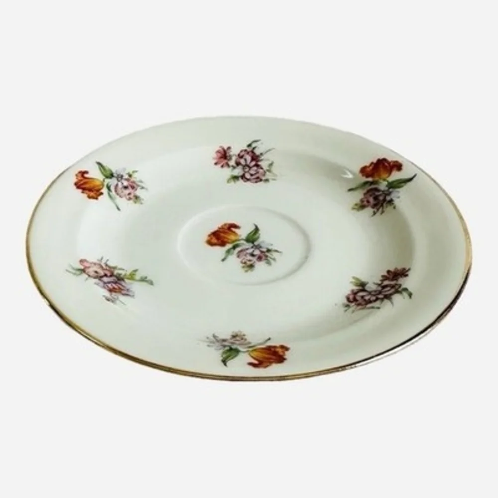 Rare 1920s LIMOGES France Saucer Floral Porcelain Tea Dish Antique Collectible